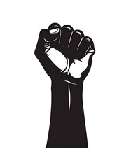 A black and white image of a raised fist