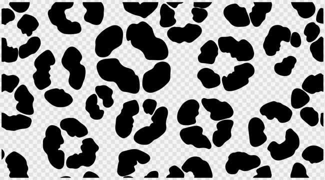 Leopard print seamless pattern, black and white animal skin texture, wild cheetah spots background, vector EPS for textile design