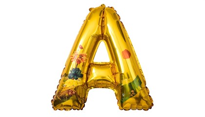 Golden letter A balloon decoration.