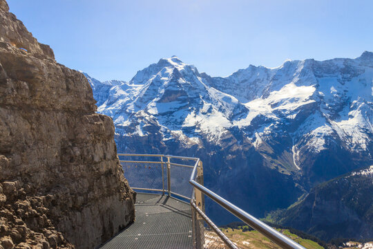 Thrill Walk path at Birg near Schilthorn in the Swiss Alps, Switzerland