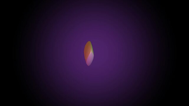 Abstract 3D Ellipsoid Shape Glowing with Gradient Colors on Dark Purple Background