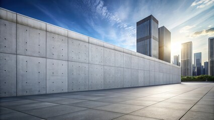 Obraz premium A sleek and modern concrete wall forms a striking backdrop in a contemporary urban landscape