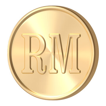 Gold coin with slab serif [Malaysian Ringgit] symbol
