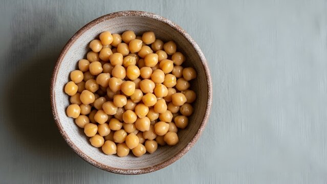 Chickpeas in a Ceramic Bowl on Table.