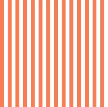 Seamless orange and white vertical stripes pattern, classic geometric background texture vector illustration