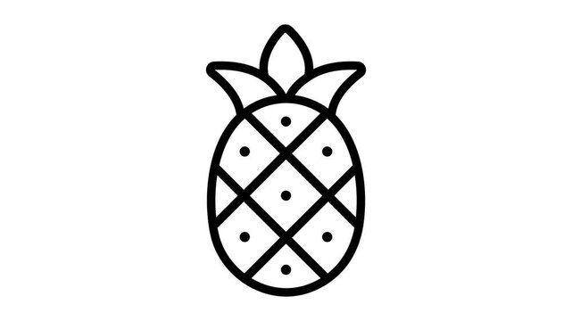 Easy to edit outline animated icon  of pineapple fruit