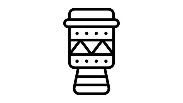 Get this amazing outline style animated icon  of carnival djembe drum