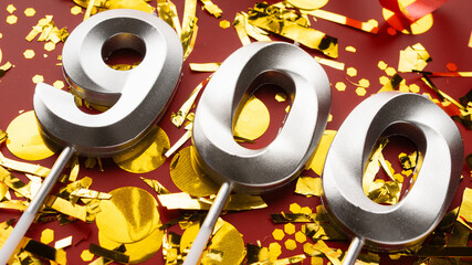 Festive Background. nine hundred followers card. Big silver numbers. Template for social networks...