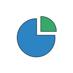 Simple illustration of a pie chart in blue and green.