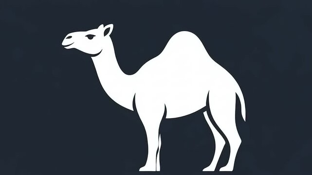 White Camel Silhouette Walking Animation.