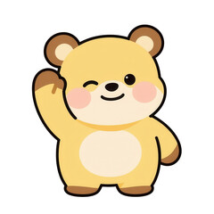 Fototapeta premium Happy waving beige teddy bear
