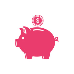 Obraz premium Saving money with the help of a piggy bank and coin.