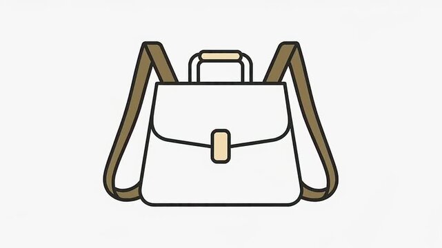 White Satchel Bag Simple Illustration Animation.