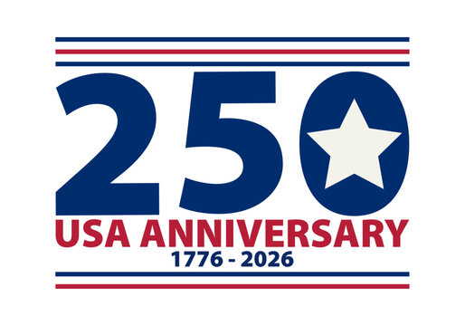 Dise&ntilde;o del 250 aniversario de estados unidos con estrella y fechas