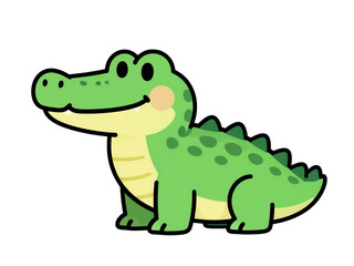 Fototapeta premium Smiling cartoon green crocodile character