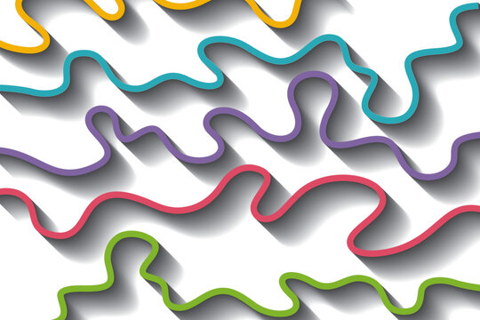 Modern abstract colorful wavy lines background with soft drop shadows.