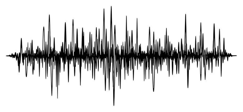 Black and white abstract sound wave audio frequency equalizer visualization vector illustration