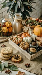 A bounty of seasonal delights fills a cozy pantry with an array of autumnal treats