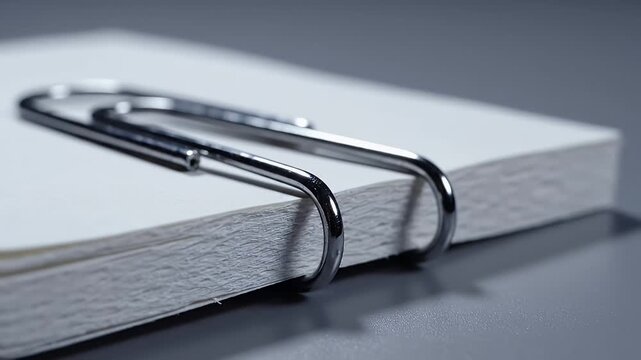 Macro close-up photograph of shiny metal binder rings fastening a white notebook