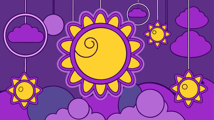 Fototapeta premium Vibrant abstract background with sun and celestial elements