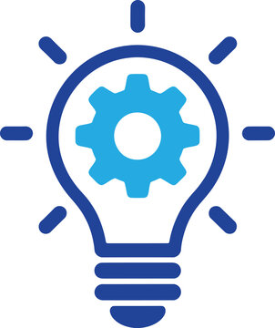 Flat innovation lightbulb gear icon creative technology solution concept vector illustration