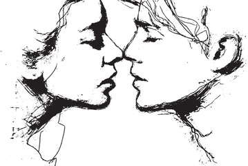 Vector illustration of a kissing couple. This vector illustration, which you can use for Valentine's Day, can be used in any size for advertising, logos, and other projects.