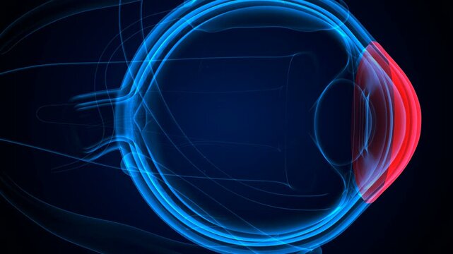 Eye parts anatomy with colorful background. 3d render