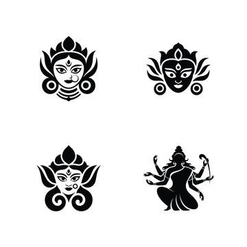 Devi durga vector silhouette bundle
