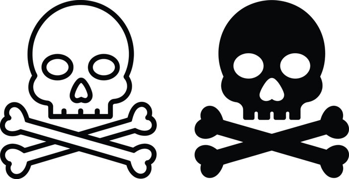Two distinct skull and crossbones designs showcasing different artistic interpretations