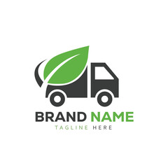 green Eco delivery truck logo, organic delivery vehicle logo