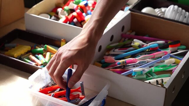 Disposable razor or used blades. Collection and Recycling Center