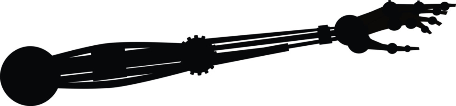 Long black tentacle arm ending claw hand spooky dark appendage cartoon style isolated on white great for monster creature horror fantasy element illustration vector clipart designs.