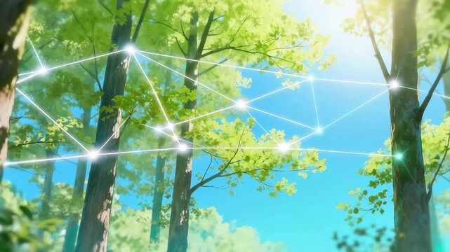 Digital network connecting trees in smart forest ecosystem