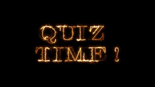 Quiz time, text neon glowing animation. Quiz time, colourful text effect.