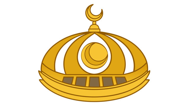 Golden sikh khanda symbol with crescent and two swords