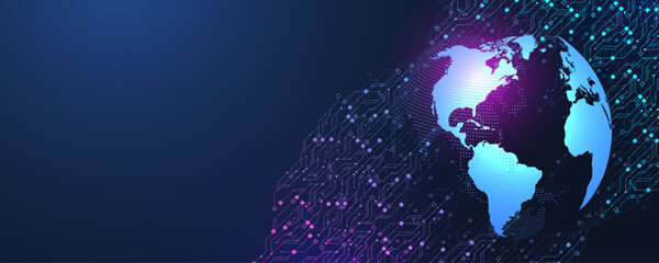 Modern technology circuit board texture background design. Quantum computer technology concept. Futuristic blue circuit board system background. Motherboard vector illustration.