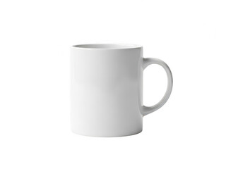 A white ceramic mug with a handle, set against a white background. isolated on transparent background