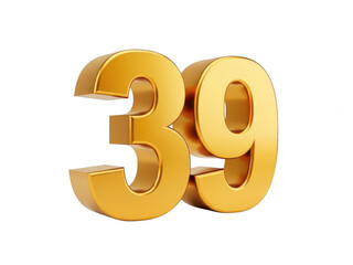 Obraz premium A close-up view of the number 39 in a bold, three-dimensional font isolated on transparent background