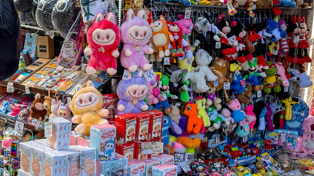 A vibrant LABUBU cacophony of plush toys and quirky curios evokes a whimsical childhood bazaar, perfect for Toy Fair Day and International Playtime September 5, 2025, Saraevo, Bosnia i Herzegovina