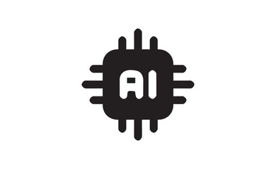 Obraz premium AI Chip Icon – Rounded Artificial Intelligence Processor, Technology Symbol