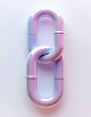 A shiny, pastel-colored chain link on a plain background