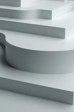 Superficies grises abstractas que forman intrincadas capas escalonadas con l&iacute;neas limpias y un dise&ntilde;o estructural minimalista