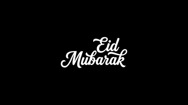 Eid mubarak lettering Animated in alpha chanel. Elegant eid mubarak text. Usable for islamic greetings and social media