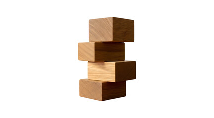 Obraz premium Abstract geometric composition of stacked brown cubes on a plain background isolated on transparent background