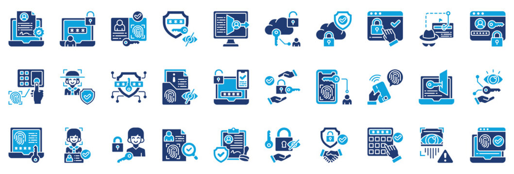 Authentication Icon Collection Set. Glyph Color Style Icon Vector Illustration.