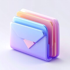 A stack of colorful 3D envelope icons on a plain background