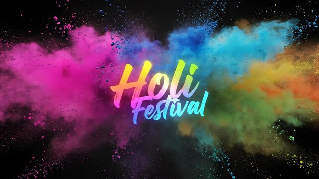 Holi Festival Colorful Powder Explosion Title Reveal Background