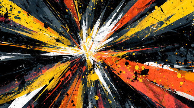 あざやかに炸裂する抽象エネルギーの爆発・躍動感あふれるストリートアート風な集中線素材