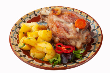 Lamb with boiled potatoes and vegetables
