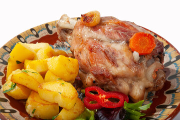 Lamb with boiled potatoes and vegetables